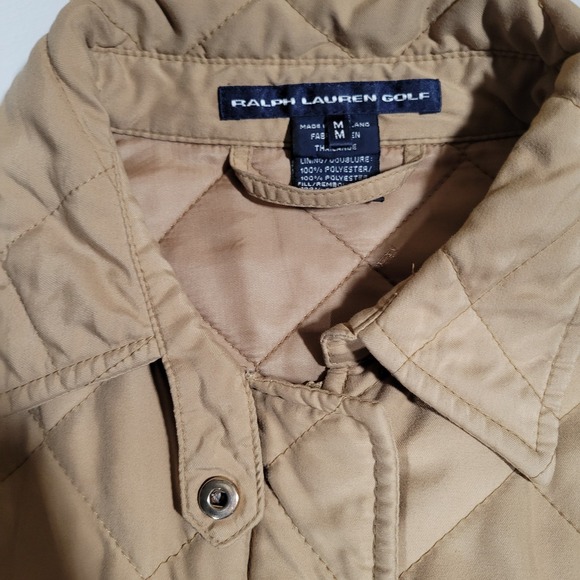 Ralph Lauren Polo Vintage Quilted Jacket Tan Full Zip Golf Men's Medium Read - Picture 2 of 11